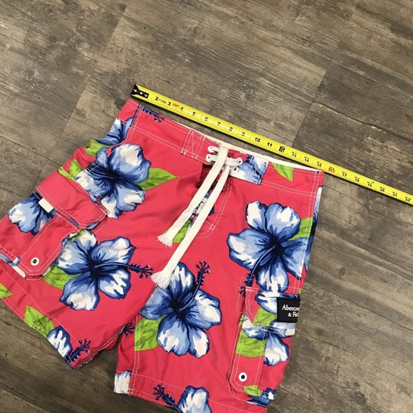 Y2K Vintage Abercrombie & Fitch Hawaiian Floral Swim Board Shorts Men Size Small - Picture 7 of 10